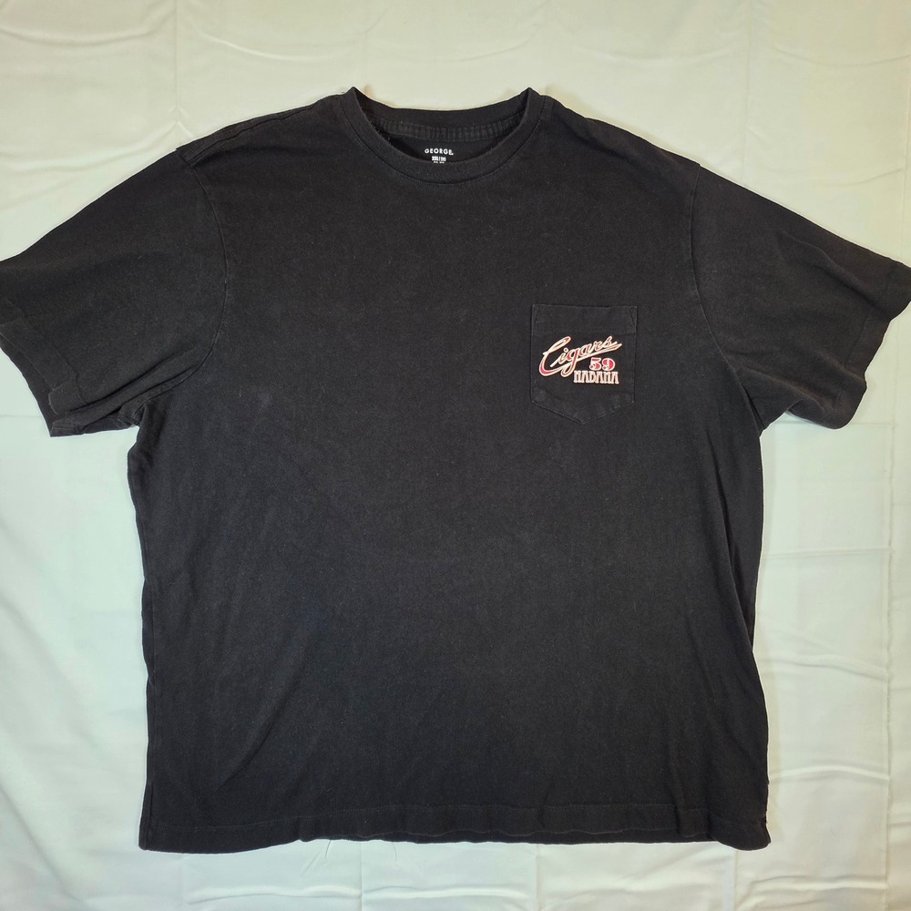 George Mens Black Cigars 59 Habana Graphic Pocket T-Shirt 2XL Pinar Del Rio